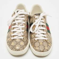 Gucci Grey GG Canvas Ace Low Top Sneakers Size 36.5