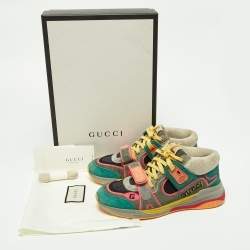Gucci Multicolor Mesh and Suede Ultrapace Mid Top Sneakers Size 37