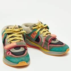 Gucci Multicolor Mesh and Suede Ultrapace Mid Top Sneakers Size 37