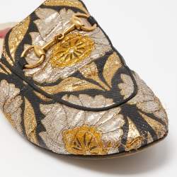 مملوكة مسبقًا Gucci Multicolor Brocade Fabric Horsebit Princetown Mules Size 37