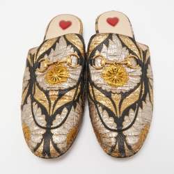 مملوكة مسبقًا Gucci Multicolor Brocade Fabric Horsebit Princetown Mules Size 37