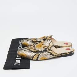 مملوكة مسبقًا Gucci Multicolor Brocade Fabric Horsebit Princetown Mules Size 37