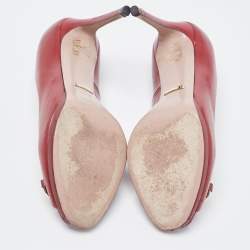 Gucci Burgundy Leather Jolene Peep Toe Pumps Size 37.5