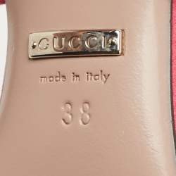 Pre Owned Gucci Pink Satin Crystal Embellished Ankle Strap Sandals Size 38