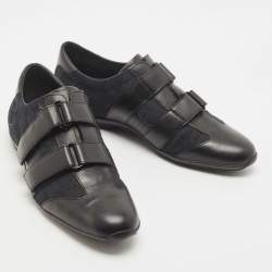 Gucci Black GG Canvas and Leather Velcro Low Top Sneakers Size 37