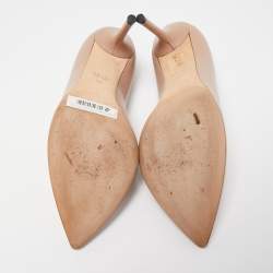 Pre Owned Gucci Beige Leather Pointed Toe Pumps Size 37
