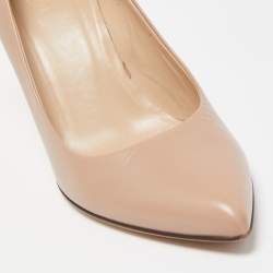 Pre Owned Gucci Beige Leather Pointed Toe Pumps Size 37