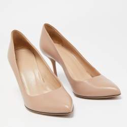 Pre Owned Gucci Beige Leather Pointed Toe Pumps Size 37