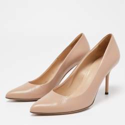 Pre Owned Gucci Beige Leather Pointed Toe Pumps Size 37
