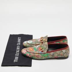 Gucci Multicolor Floral Print GG Supreme Canvas Jordaan Loafers Size 38