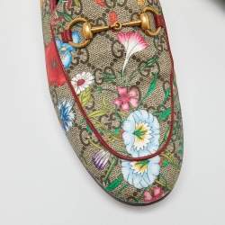 Gucci Multicolor Floral Print GG Supreme Canvas Jordaan Loafers Size 38