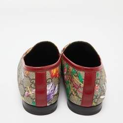 Gucci Multicolor Floral Print GG Supreme Canvas Jordaan Loafers Size 38