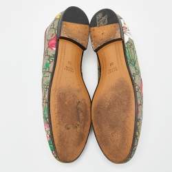 Gucci Multicolor Floral Print GG Supreme Canvas Jordaan Loafers Size 38
