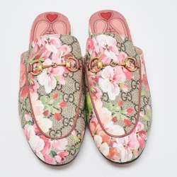 Gucci Multicolor Floral Coated Canvas Princetown Horsebit Flat Mules Size 37.5