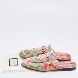 Gucci Multicolor Floral Coated Canvas Princetown Horsebit Flat Mules Size 37.5