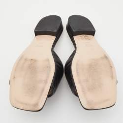 Gucci Black Leather Jolie G Logo Slides Size 38.5 