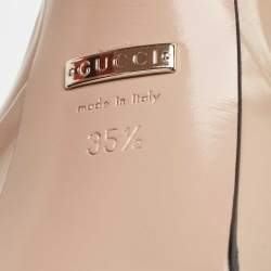 Gucci Beige Leather Claudie Horsebit Peep Toe Platform Sandals Size 35.5