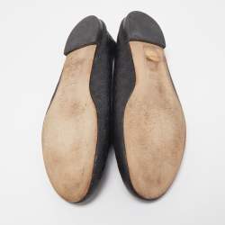 Pre Owned Gucci Black Leather Guccissima Ballet Flats Size 39
