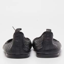 Pre Owned Gucci Black Leather Guccissima Ballet Flats Size 39