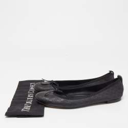 Pre Owned Gucci Black Leather Guccissima Ballet Flats Size 39