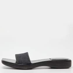 Gucci Black GG Canvas Wood Slide Sandals Size 39.5