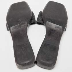 Gucci Black GG Canvas Wood Slide Sandals Size 39.5