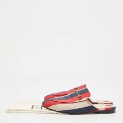 Gucci Multicolor Canvas Princetown Horsebit Mules Size 39.5