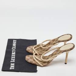 Gucci Cream Braided Leather Cross Strap Slide Sandals Size 38.5