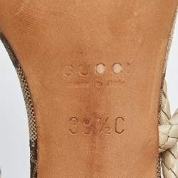 Gucci Cream Braided Leather Cross Strap Slide Sandals Size 38.5