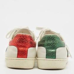 Gucci White Leather Embroidered Bee Ace Sneakers Size 37.5