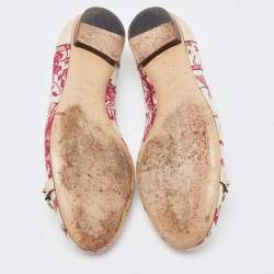 Pre Owned Gucci Multicolor Flora Canvas And Leather Bamboo Bit Ballet Flats Size 38
