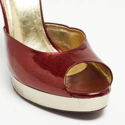 Gucci Red Patent Leather Ankle Strap Sandals Size 38.5
