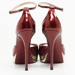 Gucci Red Patent Leather Ankle Strap Sandals Size 38.5