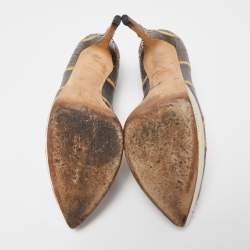 مملوكة مسبقًا Gucci Grey Snakeskin and Crocodile Leather Platform  Pumps Size 38.5