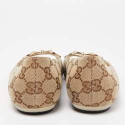 Pre Owned Gucci Beige GG Canvas Interlocking Ballet Flats Size 39.5