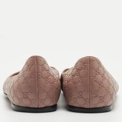 مملوكة مسبقًا Gucci Dusty Pink Microguccissima Leather Ballet Flats Size 37