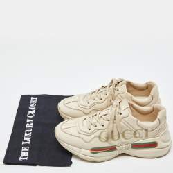 Gucci Cream Leather Rhyton Sneakers Size 38