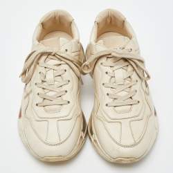 Gucci Cream Leather Rhyton Sneakers Size 38