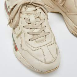 Gucci Cream Leather Rhyton Sneakers Size 38