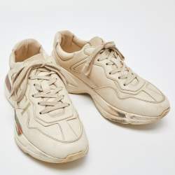Gucci Cream Leather Rhyton Sneakers Size 38
