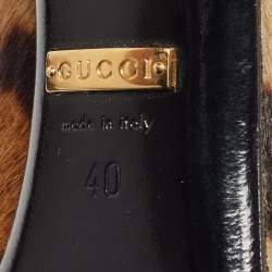Gucci Brown/Beige Leopard Print Calf Hair Beverly Pumps Size 40