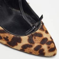 Gucci Brown/Beige Leopard Print Calf Hair Beverly Pumps Size 40