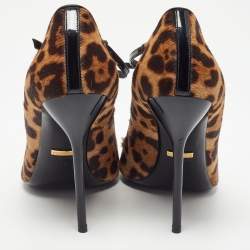 Gucci Brown/Beige Leopard Print Calf Hair Beverly Pumps Size 40