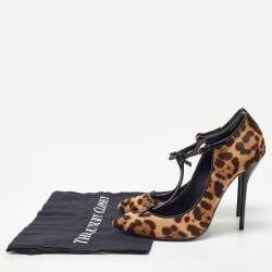 Gucci Brown/Beige Leopard Print Calf Hair Beverly Pumps Size 40