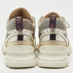 Gucci White/Grey Mesh and Leather Flashtrek Sneakers Size 39
