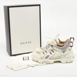 Gucci White/Grey Mesh and Leather Flashtrek Sneakers Size 39