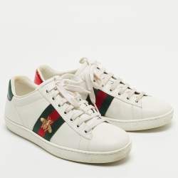Gucci White Leather Web Ace Low Top Sneakers Size 36