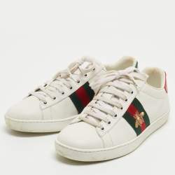Gucci White Leather Web Ace Low Top Sneakers Size 36