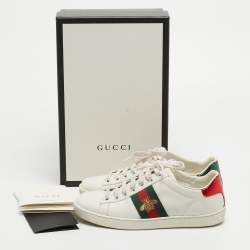 Gucci White Leather Web Ace Low Top Sneakers Size 36