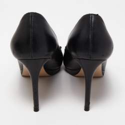 Pre Owned Gucci Black Leather Horsebit Platform Pumps Size 37